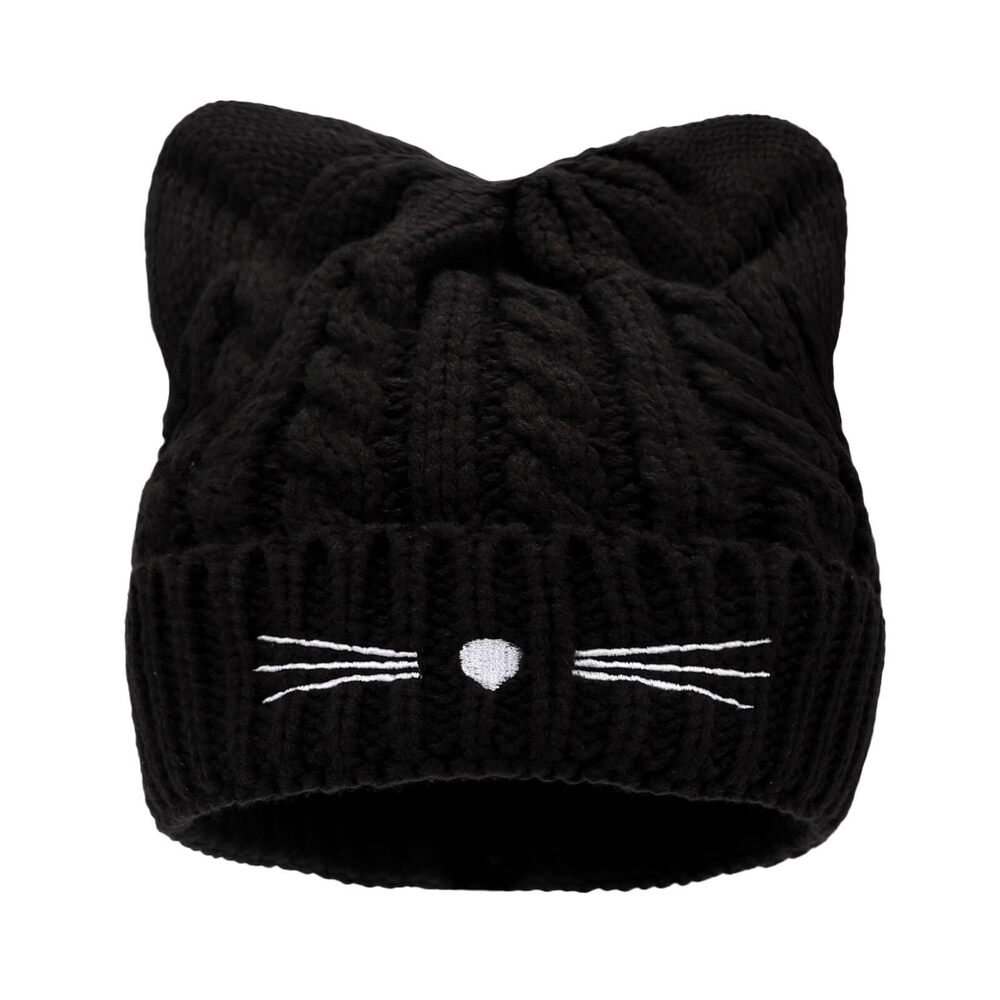 1756 Girls Cute Cat Ears Beanie Hat Winter Crochet Knit Cap Knitted Cat
